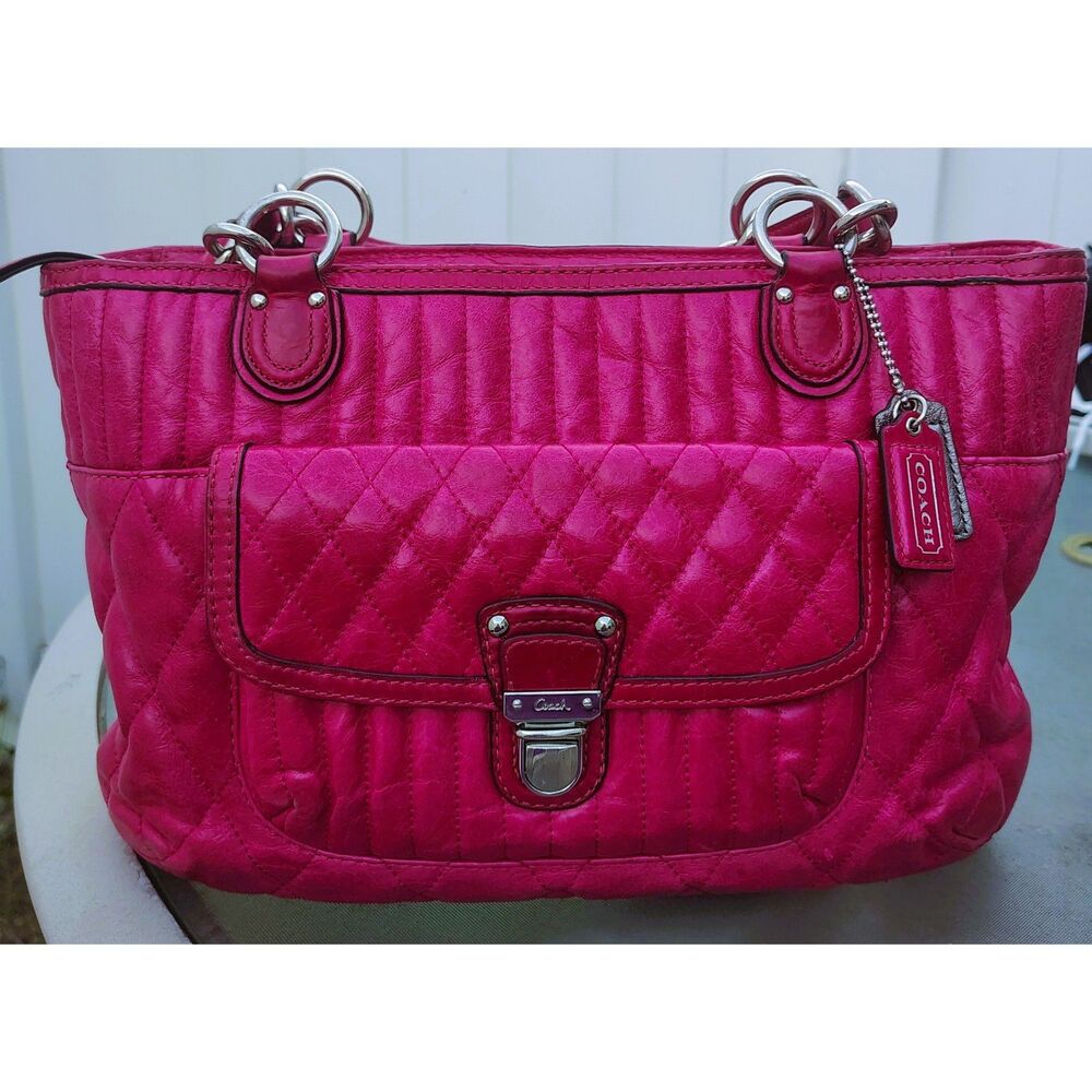 Coach Poppy Quilted Leather Shopper Tote Pink 19857